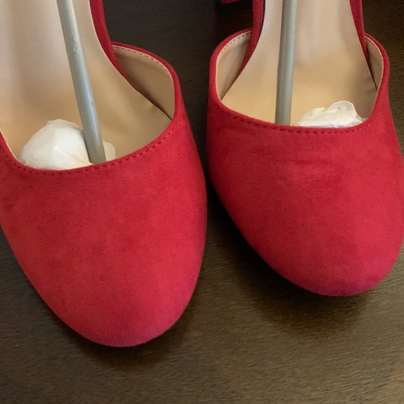 London Rebel Ankle Strap Red Heels - Picture 8 of 10